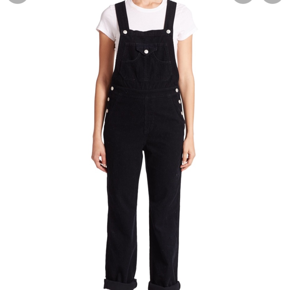 Black corduroy Alexa Chung x AG overalls size 25
